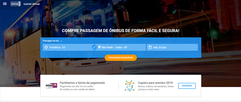 Pesquisa de passagens de ônibus - Guichê Virtual